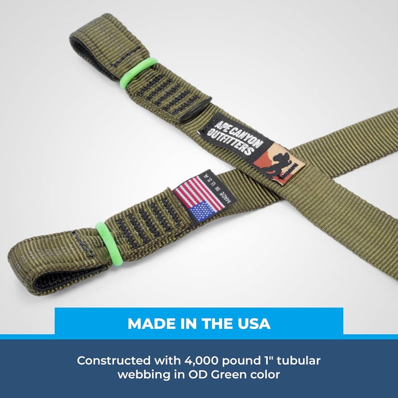 RNA Ape Canyon Outfitters Step Aider – Tree Saddle Climbing Aider. OD Green 4000-lb Tubular Webbing, CNC Sewn Ends, Lightweight Hunting Gear - 1, 2, or 3 Step Options - Image 1